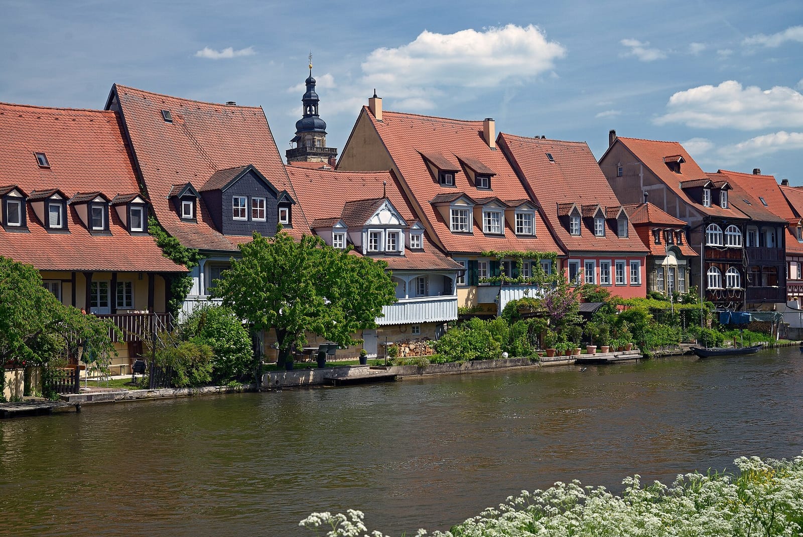 Die alte Fischersiedlung Klein Venedig am Ufer der Regnitz in Bamberg